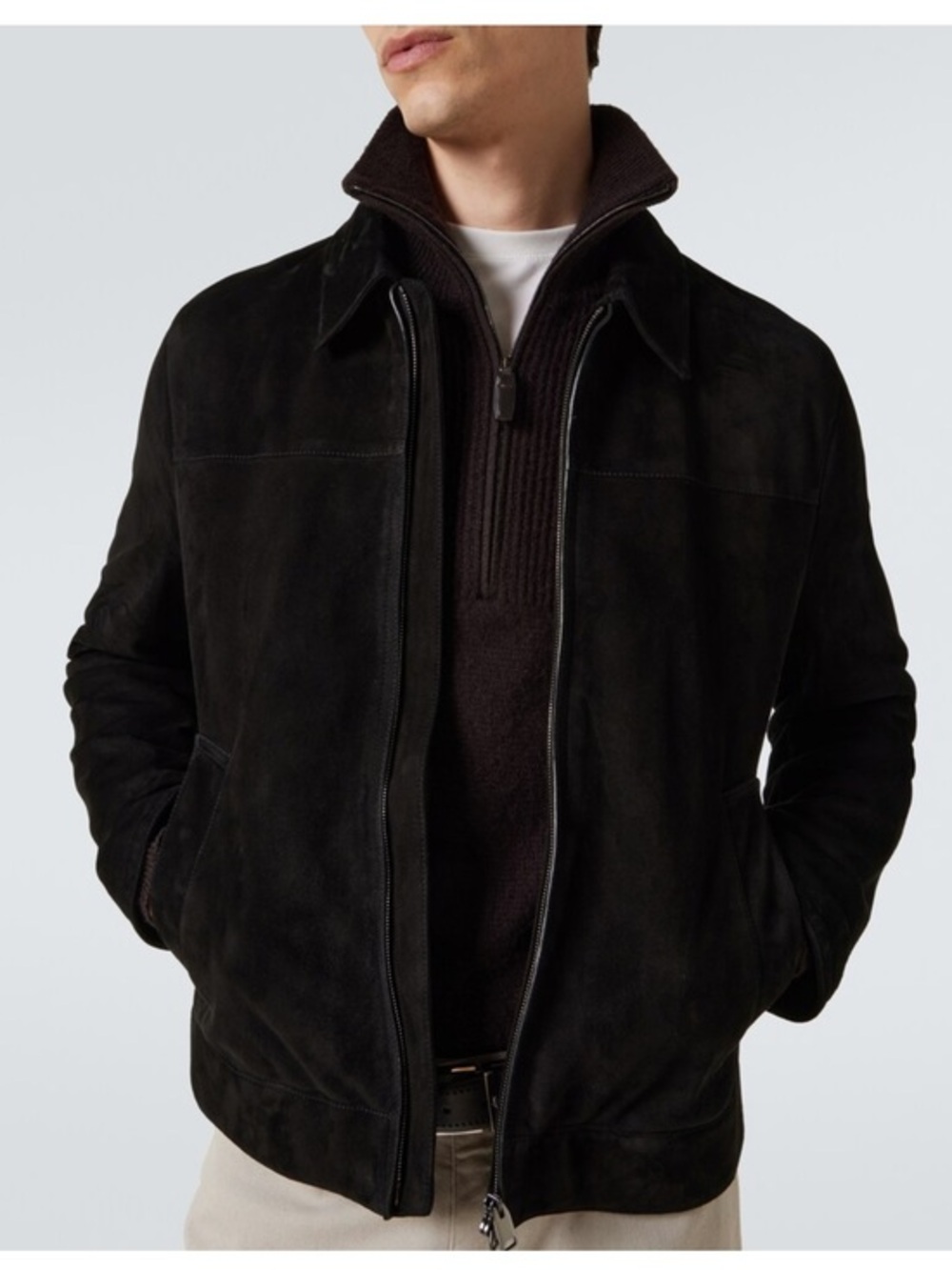 Vintage Knightsbridge Black Suede Leather Moto Bomber Jacket Biker Motorcycle